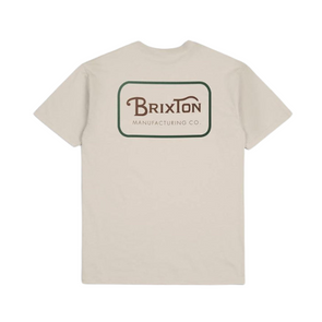 Brixton Mens Grade S/S Standard Tee - Cream/Trekking Green/Sepia