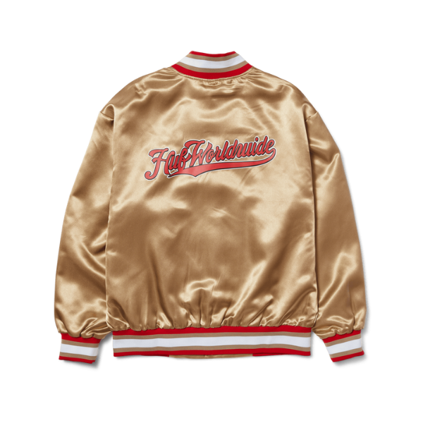 HUF Crackerjack Satin Baseball Jacket - Oatmeal – Xtreme Boardshop 