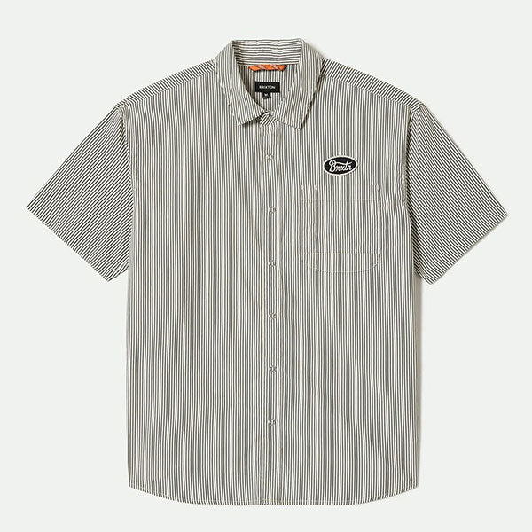 Brixton Builders Auto S/S Shirt Black/Off-White Stripe