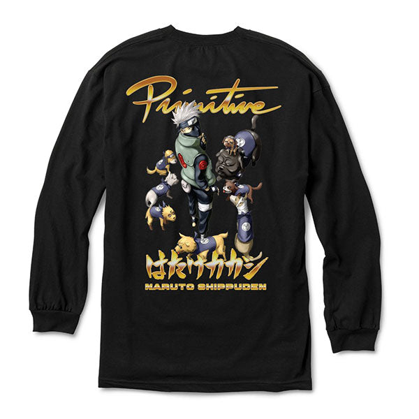 Primitive x Naruto 3 Kakashi Dogs LS Tee Black