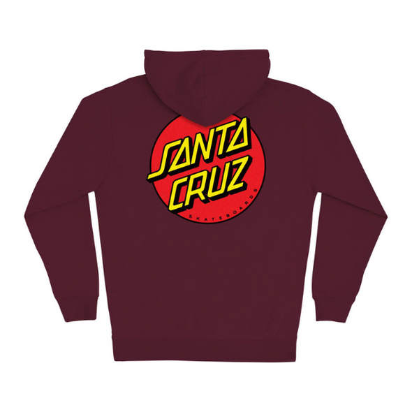 Santa Cruz Mens Classic Dot Zip Hoodie Sweatshirt - Maroon