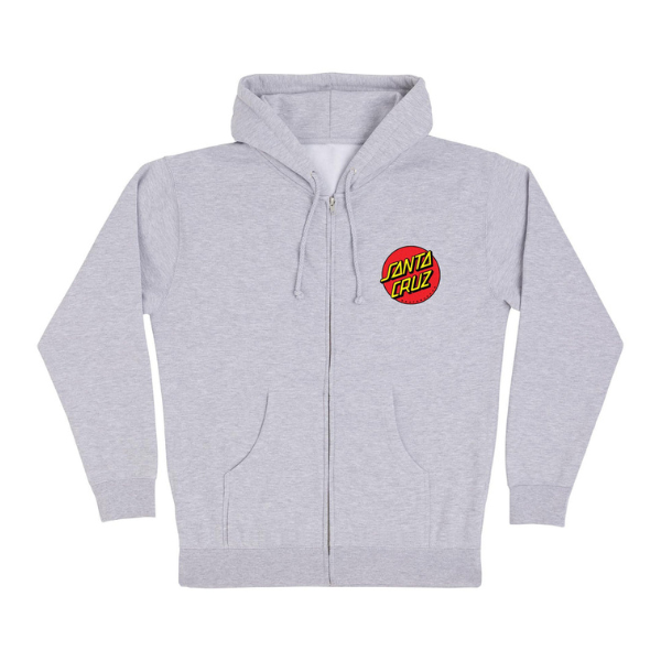 Santa Cruz Mens Classic Dot Zip Hoodie Sweatshirt Grey Heather