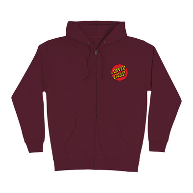 Santa Cruz Mens Classic Dot Zip Hoodie Sweatshirt - Maroon