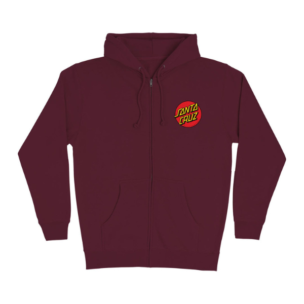 Santa Cruz Mens Classic Dot Zip Hoodie Sweatshirt - Maroon Santa Cruz Mens Classic Dot Zip Hoodie Sweatshirt - Maroon