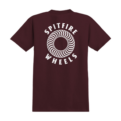 Spitfire Hollow Classic Pocket T-Shirt - Maroon/White