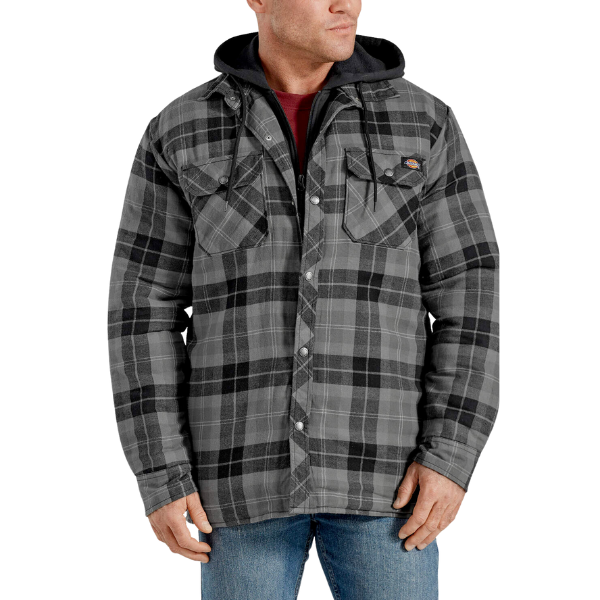 Dickies Flannel Hooded Shirt Jacket Slate Graphic Plaid