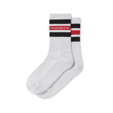 Polar Skate Co. Fat Stripe Socks - White/Black/Red