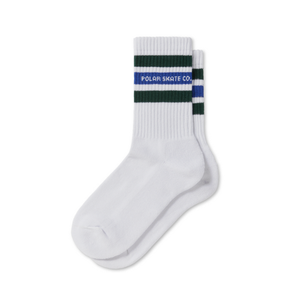 Polar Skate Co. Fat Stripe Socks - White/Green/Blue