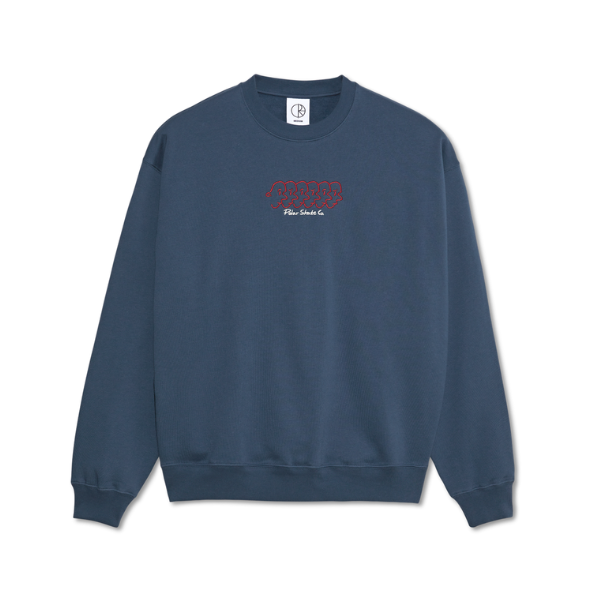 【POLAR SKATE CO】 FACES DAVE CREWNECK [GREY BLUE] Polar Skate Co. Faces Dave Crewneck - Grey Blue – Xtreme