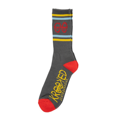Krooked Eyes Socks - Charcoal/Blue/Yellow/Red