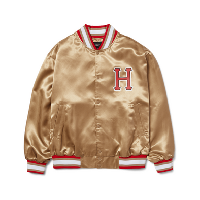 HUF Crackerjack Satin Baseball Jacket - Oatmeal – Xtreme HUF Crackerjack Satin Baseball Jacket - Oatmeal – Xtreme