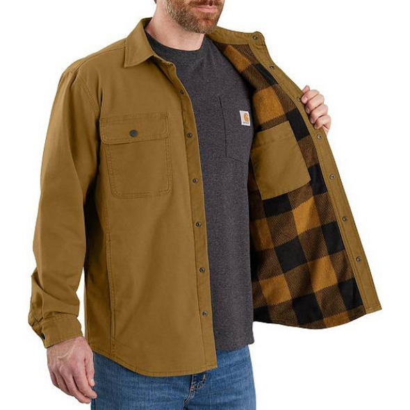 Carhartt Rugged Flex Canvas Fleece-Lined Shirt Jacket - Oak Brown