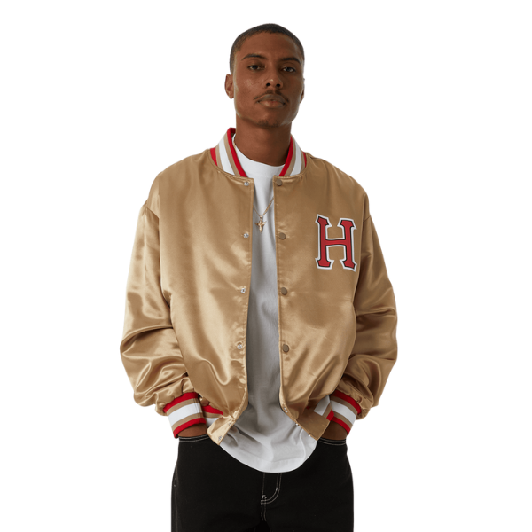 HUF Crackerjack Satin Baseball Jacket - Oatmeal – Xtreme HUF Crackerjack Satin Baseball Jacket - Oatmeal – Xtreme