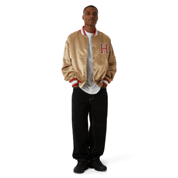 HUF Crackerjack Satin Baseball Jacket - Oatmeal – Xtreme HUF Crackerjack Satin Baseball Jacket - Oatmeal – Xtreme