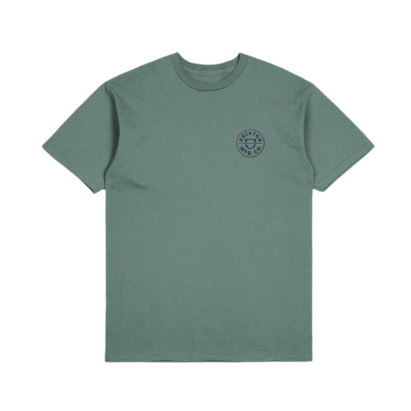 Brixton Mens Crest II S/S Standard Tee - Chinois Green/Washed Navy/Sepia