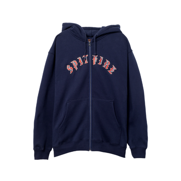 Spitfire Old E Embroidered Zip Hoodie - Deep Navy
