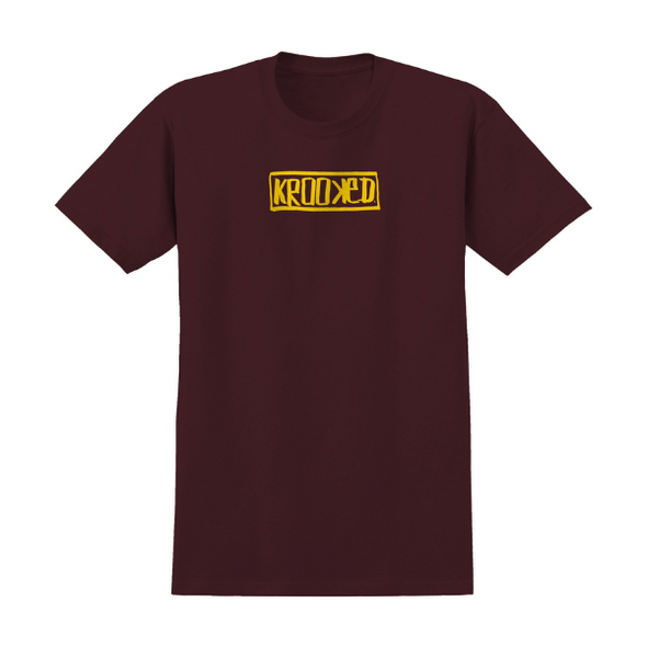 Krooked Box T-Shirt - Maroon/Yellow