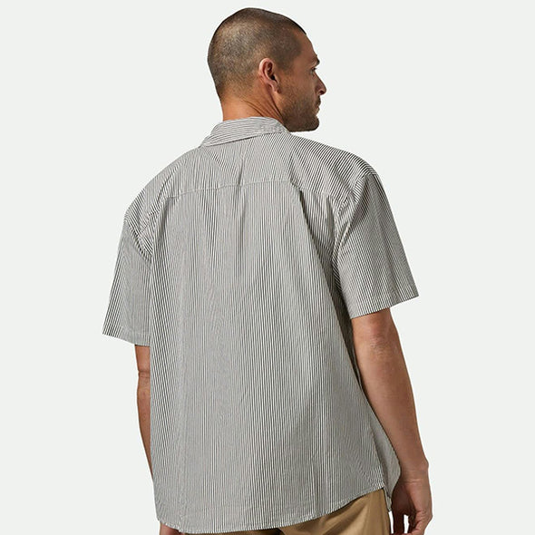 Brixton Builders Auto S/S Shirt Black/Off-White Stripe