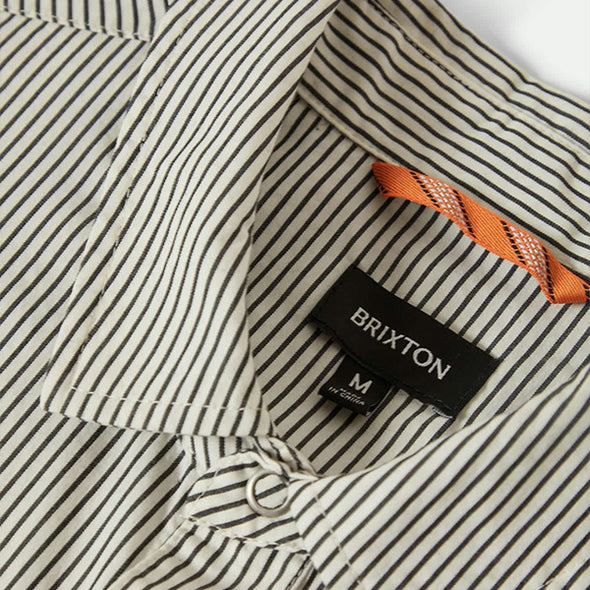 Brixton Builders Auto S/S Shirt Black/Off-White Stripe
