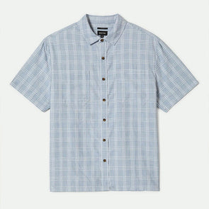 Brixton CRU Oxford Plaid S/S Relaxed Shirt Light Blue/White Plaid