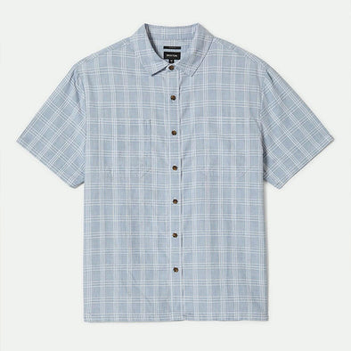 Brixton CRU Oxford Plaid S/S Relaxed Shirt Light Blue/White Plaid