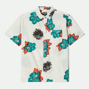 Brixton CRU Print Relaxed S/S Shirt Off-White/Aquatic Green Floral