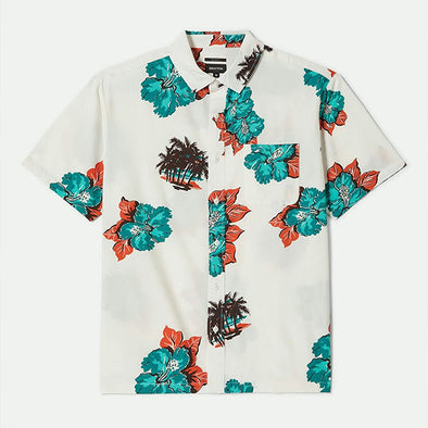 Brixton CRU Print Relaxed S/S Shirt Off-White/Aquatic Green Floral