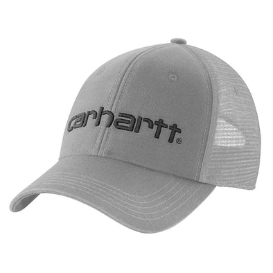 Carhartt Canvas Mesh-Black Logo Cap Asphalt/Black