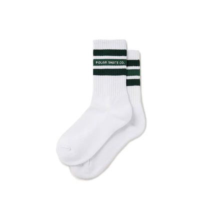 Polar Skate Co. Fat Stripe Socks White/Green