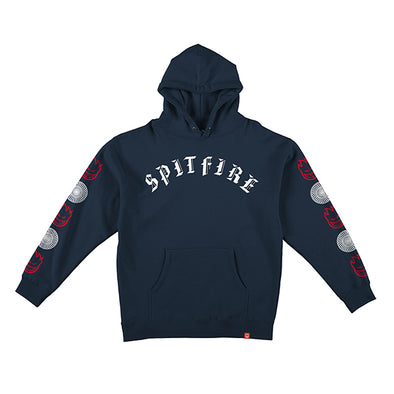 SPITFIRE OLD E COMBO SLEEVE HOOD NAVY/WHITE/RED