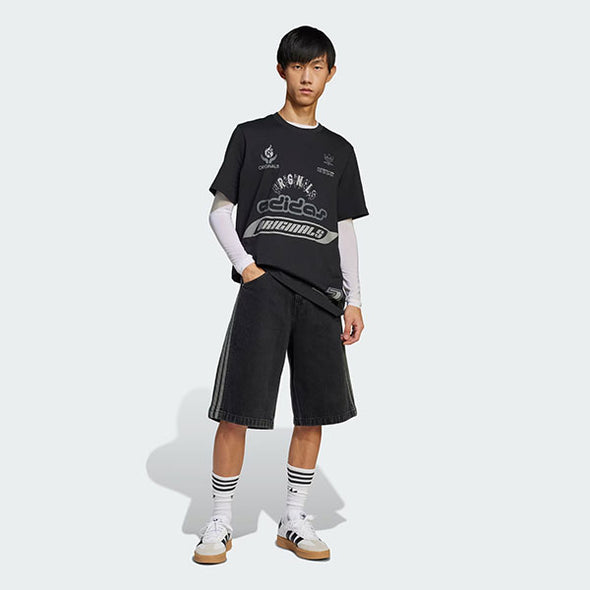 Adidas Denim Firebird Shorts True Black Denim