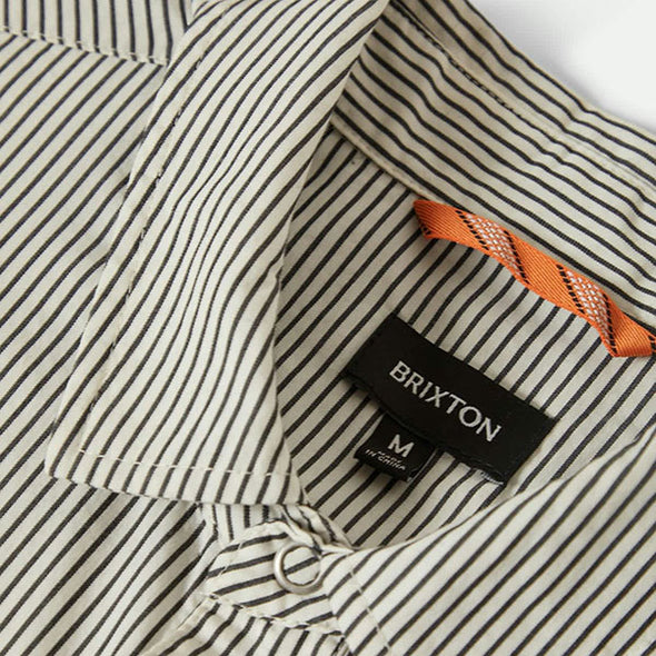 Brixton Builders Auto S/S Shirt Black/Off-White Stripe