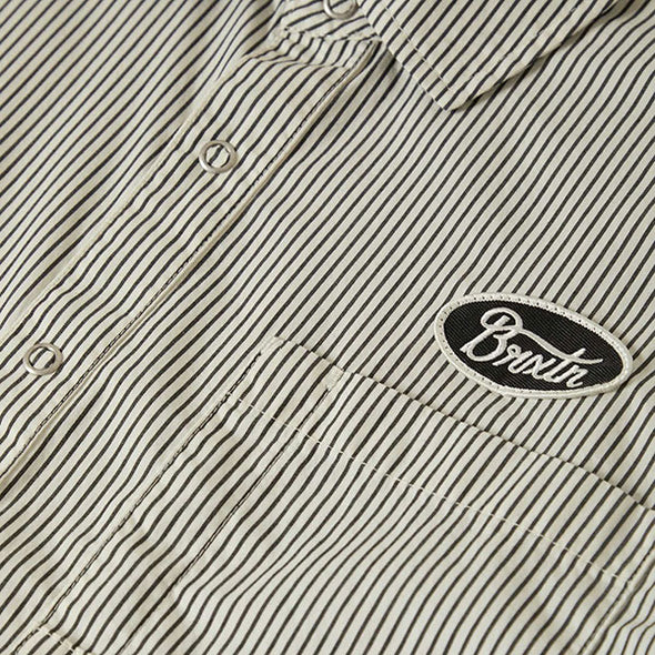 Brixton Builders Auto S/S Shirt Black/Off-White Stripe