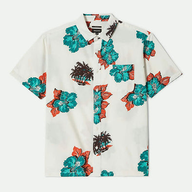 Brixton CRU Print Relaxed S/S Shirt Off-White/Aquatic Green Floral