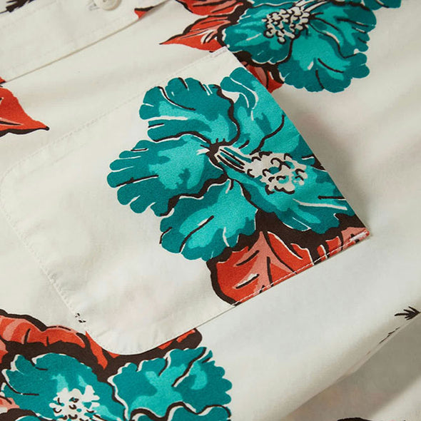 Brixton CRU Print Relaxed S/S Shirt Off-White/Aquatic Green Floral