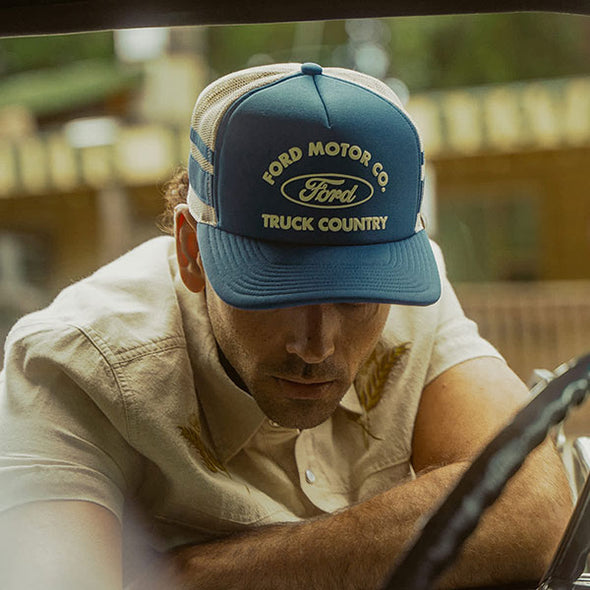 Brixton Ford Built Tough Trucker Hat Ford Blue/Wimbledon White