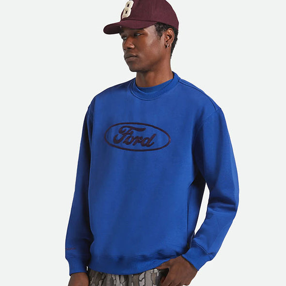 Brixton Ford Number One Relaxed Fleece Crew Ford Blue