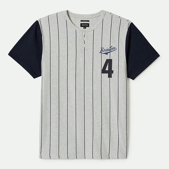 Brixton The League Baseball Tee Heather Grey Ash/Washed Navy
