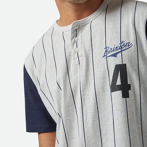 Brixton The League Baseball Tee Heather Grey Ash/Washed Navy