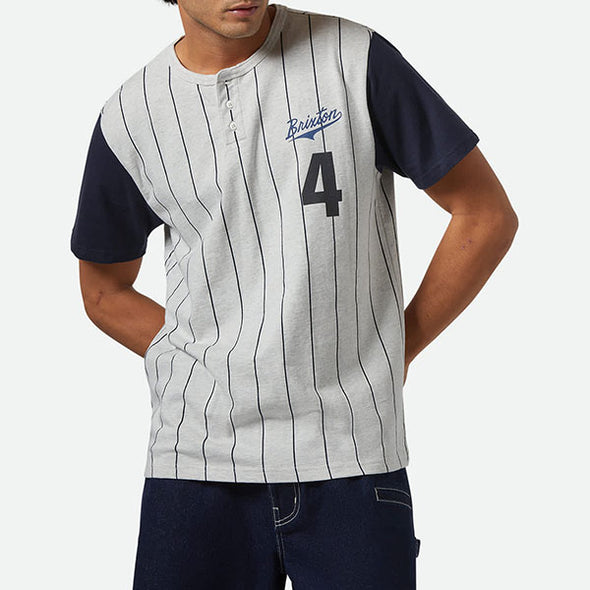 Brixton The League Baseball Tee Heather Grey Ash/Washed Navy