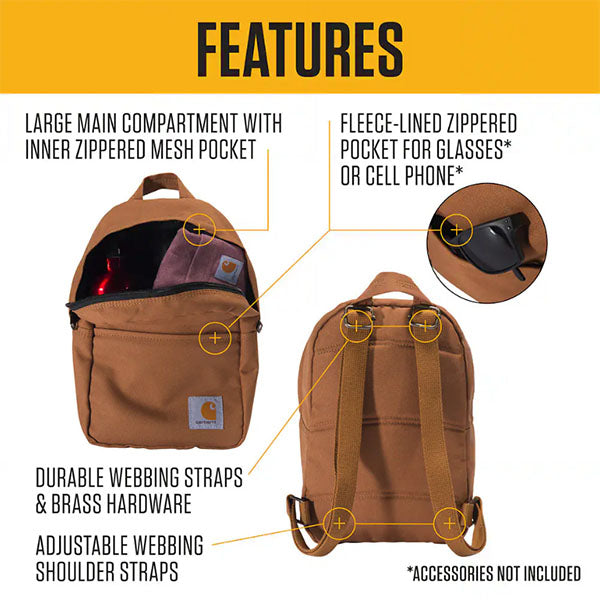 durable mini backpack Carhartt Classic Mini Backpack Black