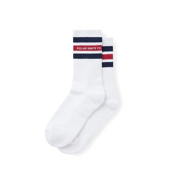 Polar Skate Co. Fat Stripe Socks - White/Navy/Red