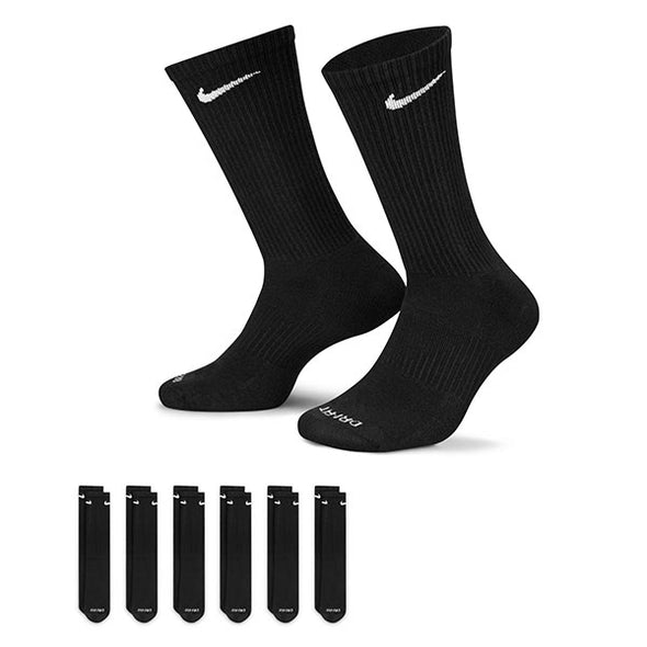 Nike Everyday Plus Cushioned Crew Socks (6 Pairs) Black/White