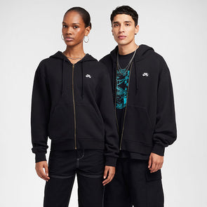 Nike SB Essential Logo Full Zip Fleece Hoodie Black/White