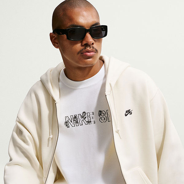 Nike SB Essential Logo Fleece Full Zip Hoodie Coconut Milk
