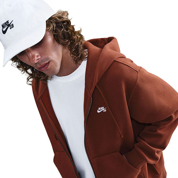 Nike SB Essential Logo Fleece Full Zip Hoodie Cinnamon/White