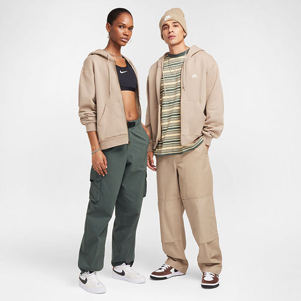 Nike SB Essential Logo Full Zip Fleece Hoodie Khaki/White