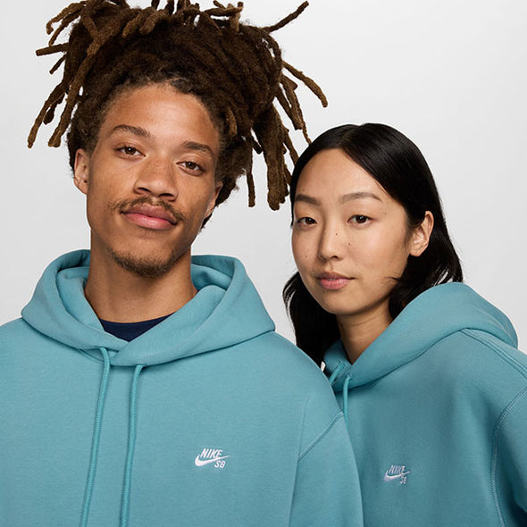 Nike SB Essential Logo Fleece Hoodie Denim Turquoise/White