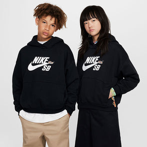 Nike SB Big Kids' Icon Fleece EasyOn Oversized Pullover Hoodie Black/Black/White