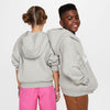 Nike SB Big Kids' Icon Fleece EasyOn Oversized Pullover Hoodie Dark Grey Heather/Heather/White